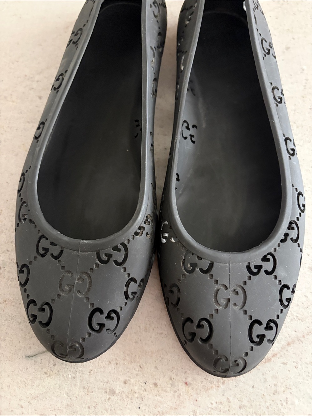 Gucci Black Rubber Ballet Flats Size 41 - Picture 3 of 9
